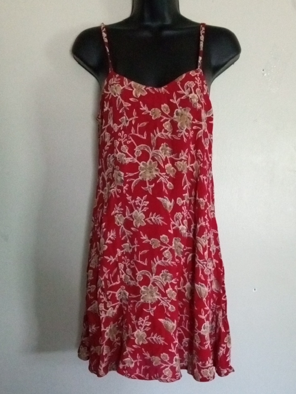 Sexy Red Floral Spaghetti-Strap Slip Plus Size Dress 100% Cotton Size 16